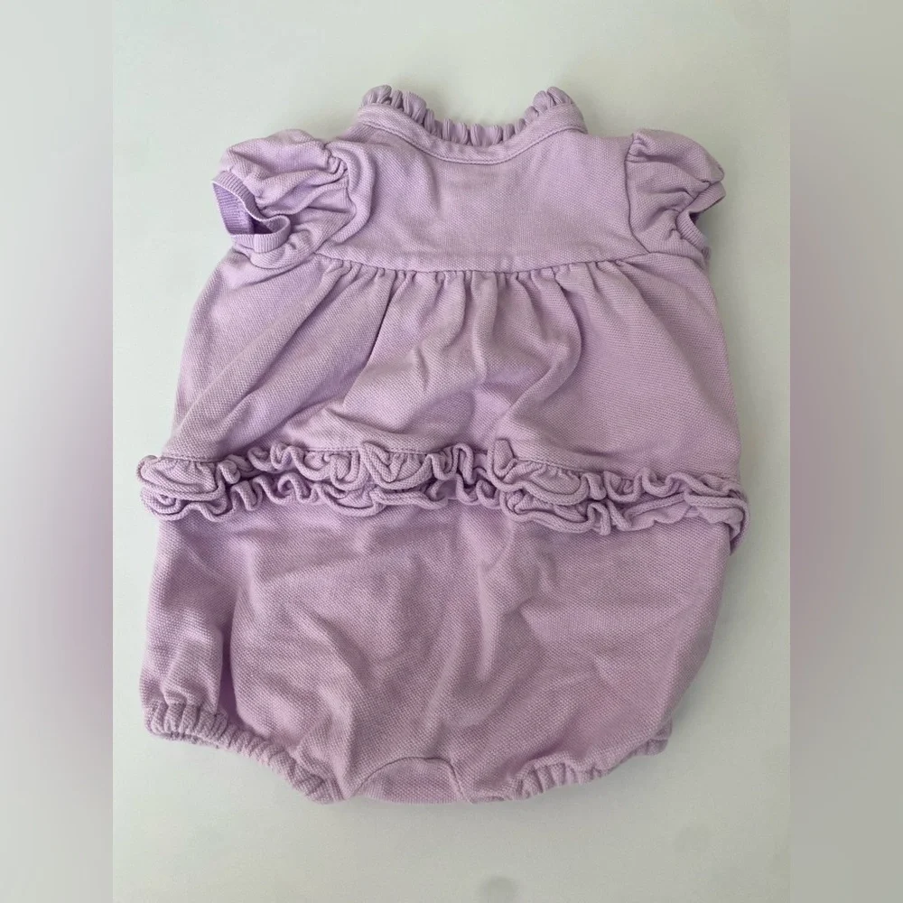 Ralph Lauren Purple Bubble Onesie with Ruffle Details 6M